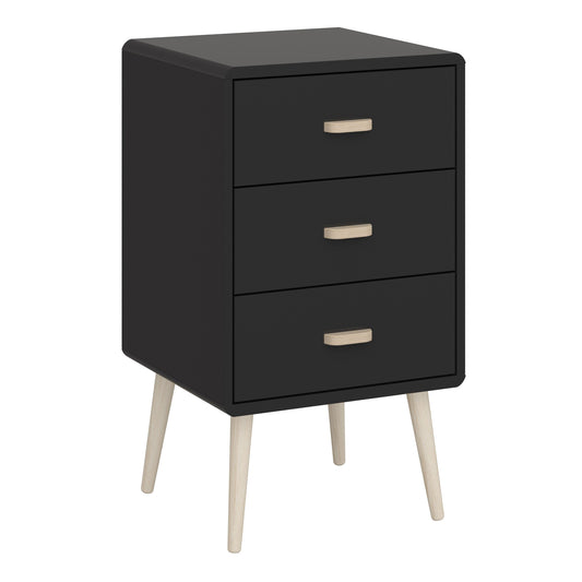 Mino Bedside Table 3 Drawers in Black