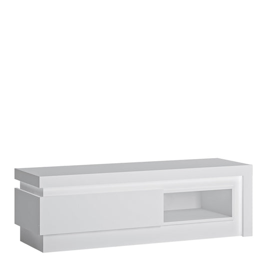 Lyon 1 Drawer TV Unit w/ Open Shelf in White High Gloss