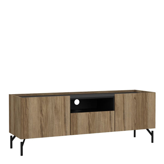 Kendall TV Unit with 2 Doors + 1 Drawer in Oak & Black