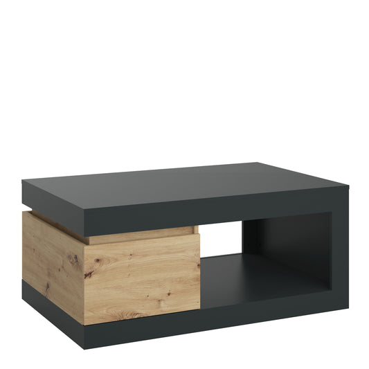 Luci 1 Drawer Coffee Table in Platinum & Oak