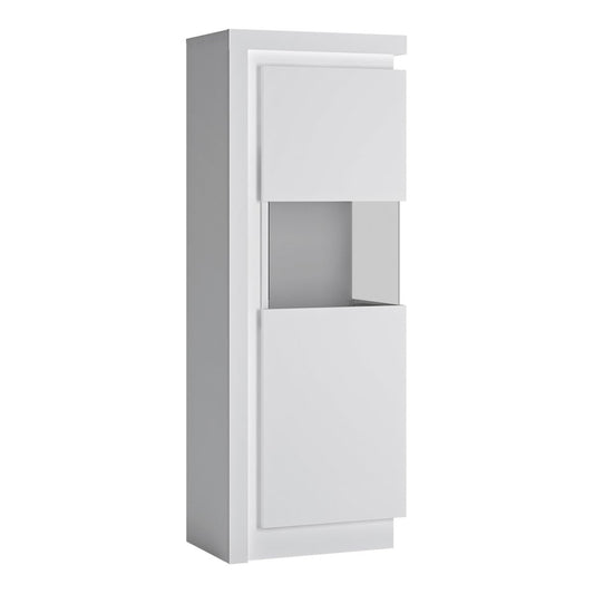 Lyon Medium Narrow Display Cabinet (RHD) (w/ LED Lighting) in White High Gloss