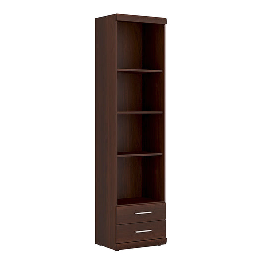 Imperial Tall 2 Drawer Narrow Cabinet with Open Shelving in Dark Mahogany